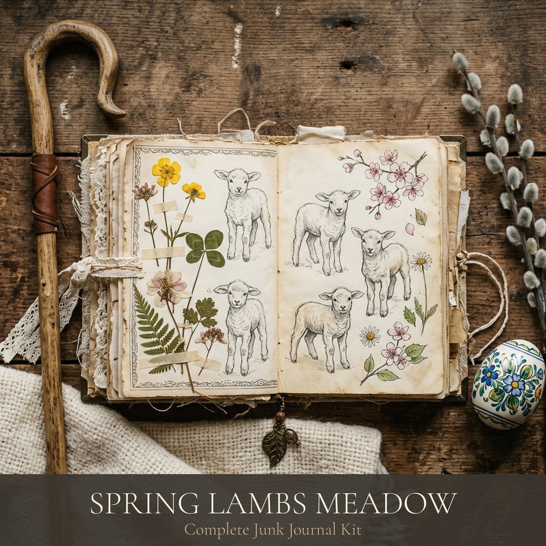 Spring Lambs Meadow Junk Journal Kit | Digital Download