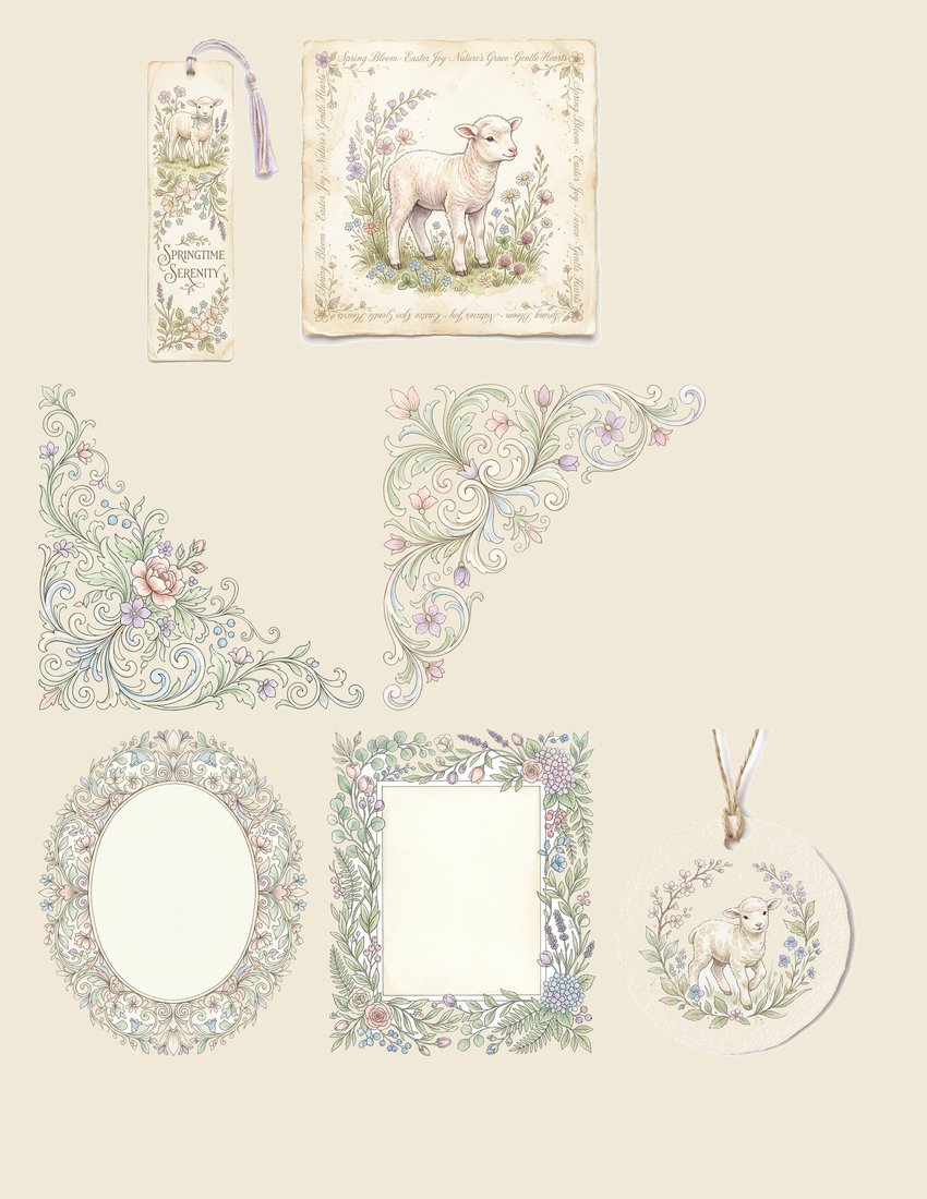 Spring Lambs Meadow Junk Journal Kit | Digital Download