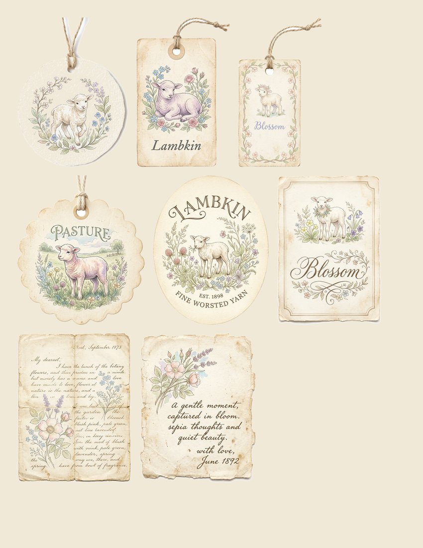 Spring Lambs Meadow Junk Journal Kit | Digital Download