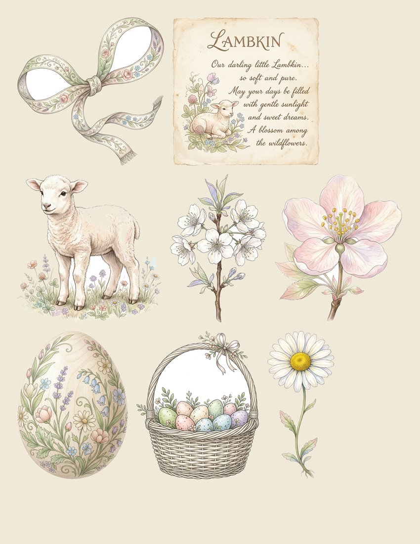 Spring Lambs Meadow Junk Journal Kit | Digital Download