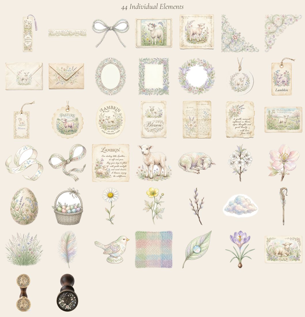 Spring Lambs Meadow Junk Journal Kit | Digital Download