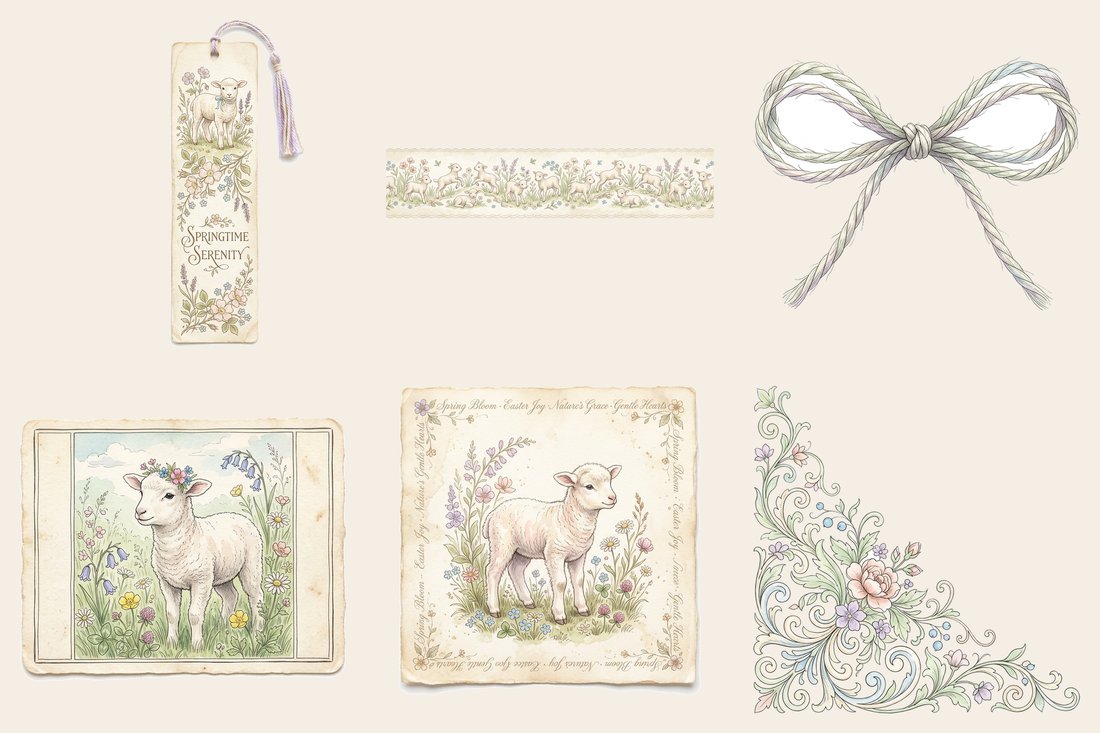 Spring Lambs Meadow Junk Journal Kit | Digital Download