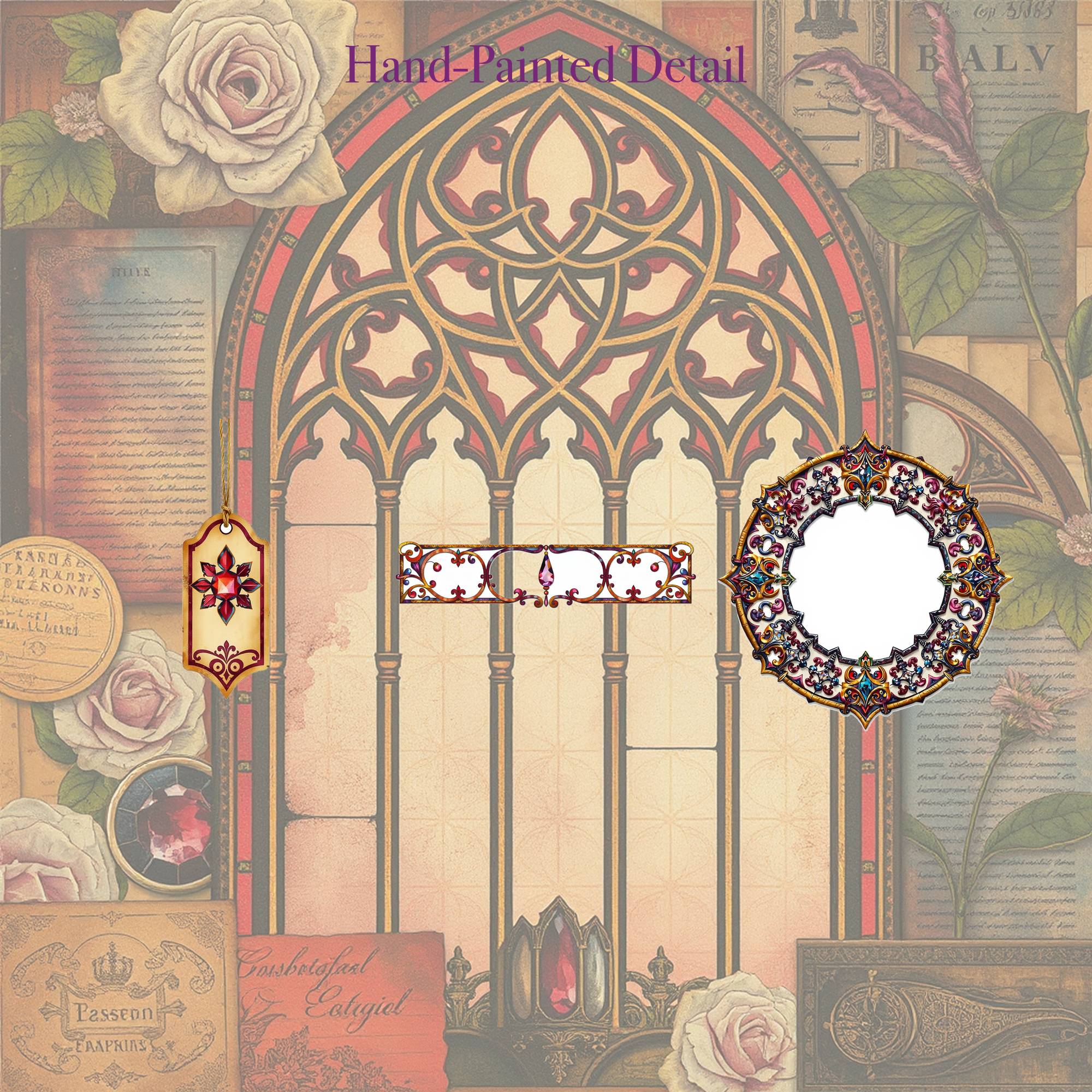 Stained Glass Cathedral Junk Journal Kit | Gothic Jewel Window Ephemera Papers | Printable Cut-Outs | Digital Download