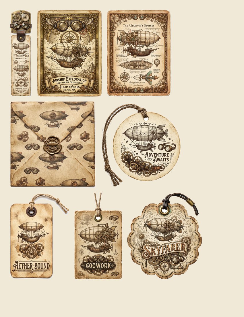 Steampunk Airship Chronicles Junk Journal Kit | Digital Download