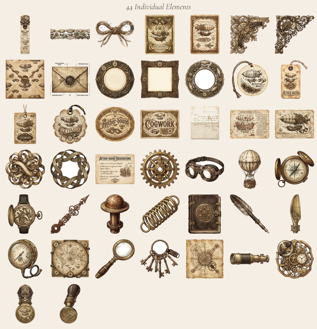 Steampunk Airship Chronicles Junk Journal Kit | Digital Download