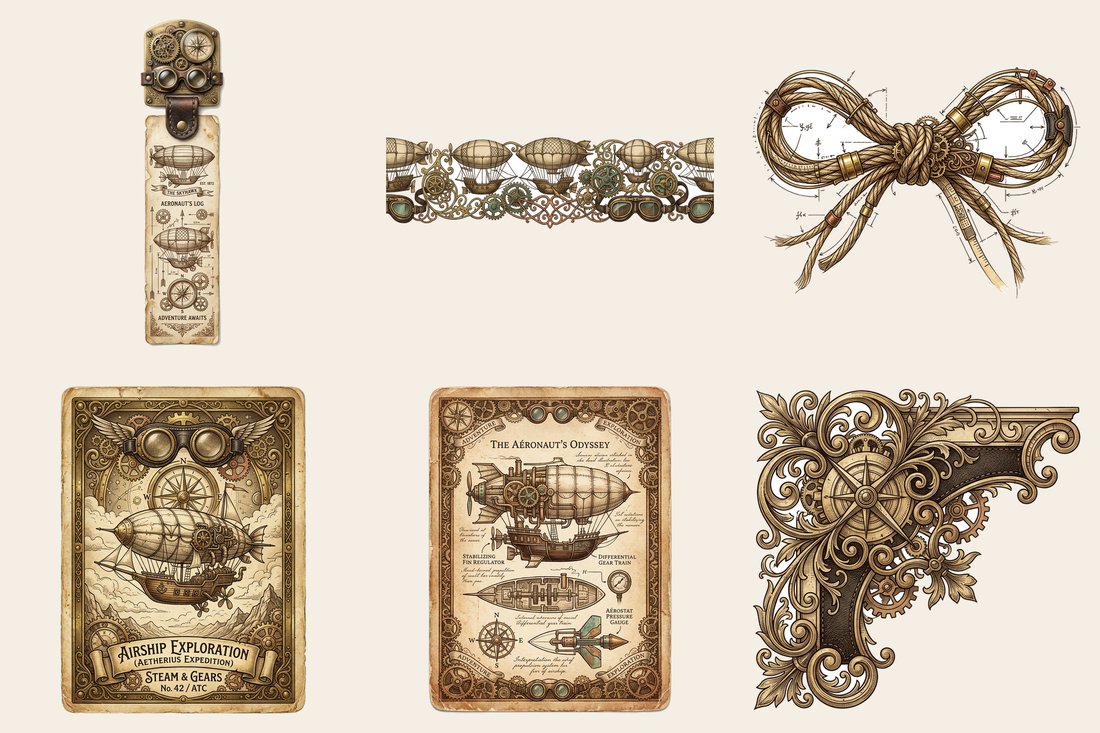 Steampunk Airship Chronicles Junk Journal Kit | Digital Download