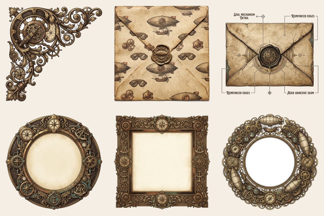 Steampunk Airship Chronicles Junk Journal Kit | Digital Download