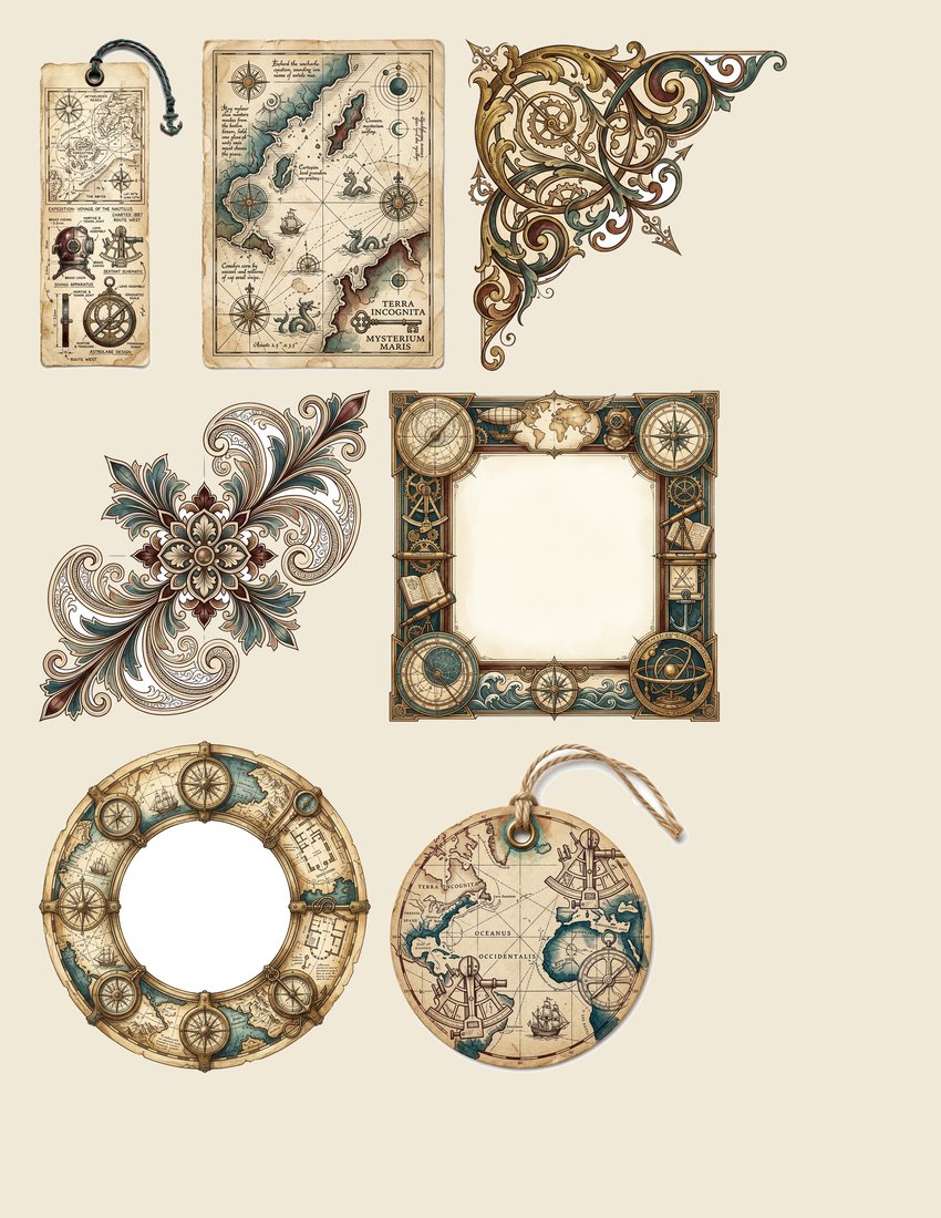Steampunk Explorer Ephemera Junk Journal Kit | Digital Download