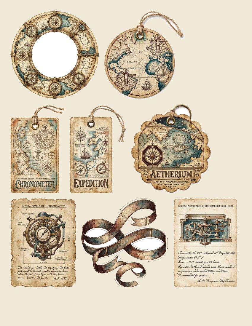 Steampunk Explorer Ephemera Junk Journal Kit | Digital Download