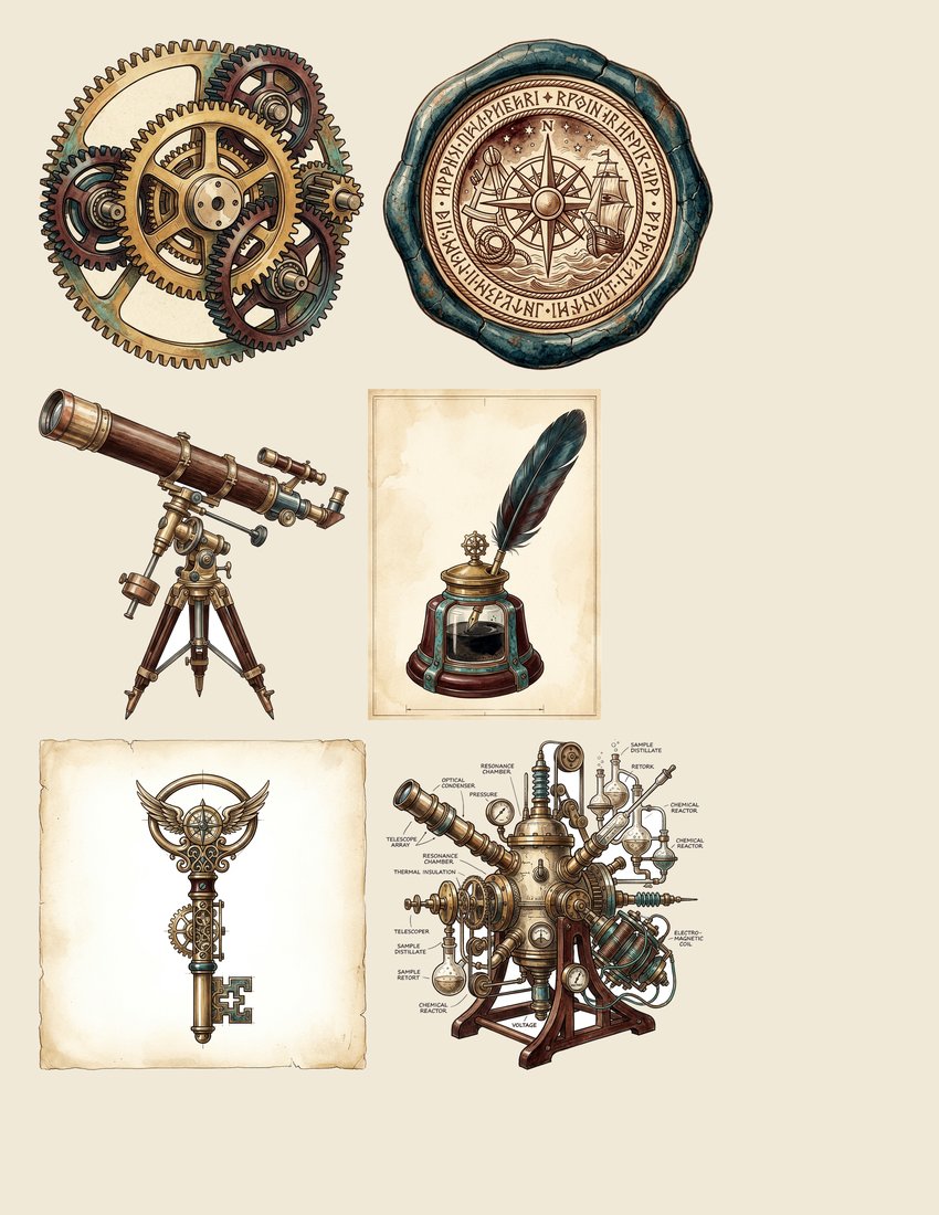 Steampunk Explorer Ephemera Junk Journal Kit | Digital Download