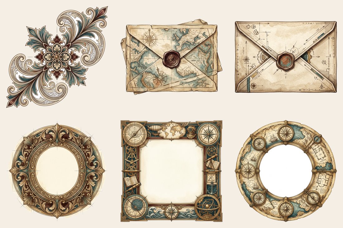 Steampunk Explorer Ephemera Junk Journal Kit | Digital Download