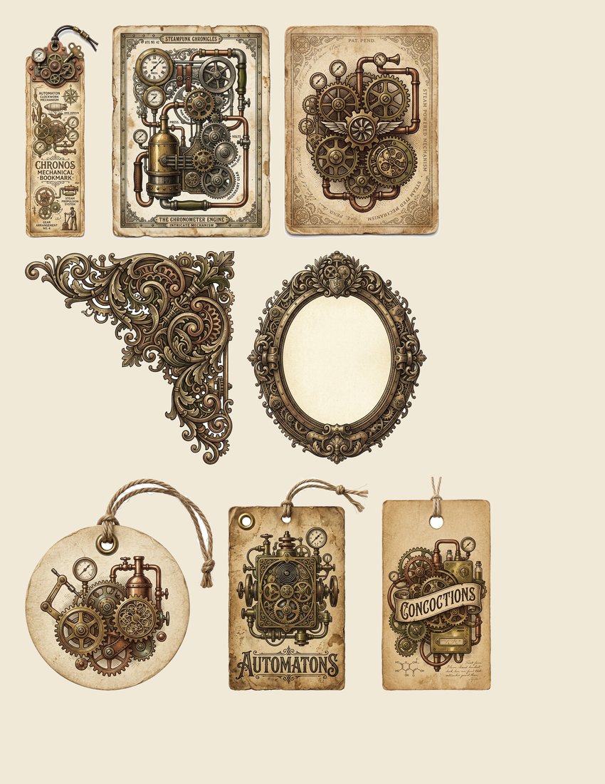 Steampunk Laboratory Junk Journal Kit | Industrial Contraptions Ephemera | Printable Sheets | Digital Download