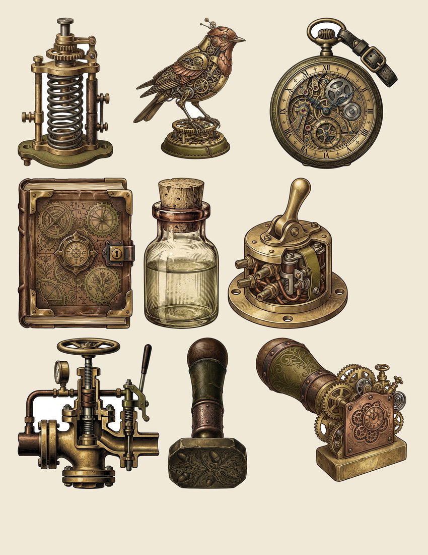 Steampunk Laboratory Junk Journal Kit | Industrial Contraptions Ephemera | Printable Sheets | Digital Download
