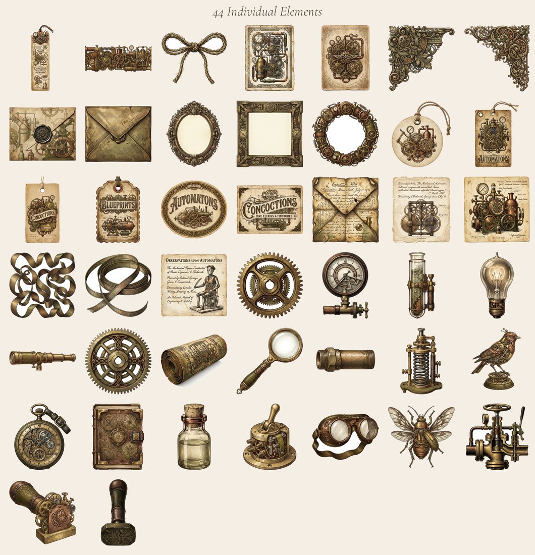 Steampunk Laboratory Junk Journal Kit | Industrial Contraptions Ephemera | Printable Sheets | Digital Download
