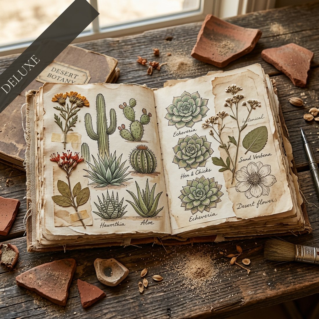 沙漠多肉植物 Junk Journal 套組 | 數位下載