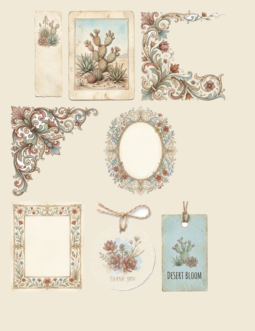 Desert Succulents Junk Journal Kit | Digital Download