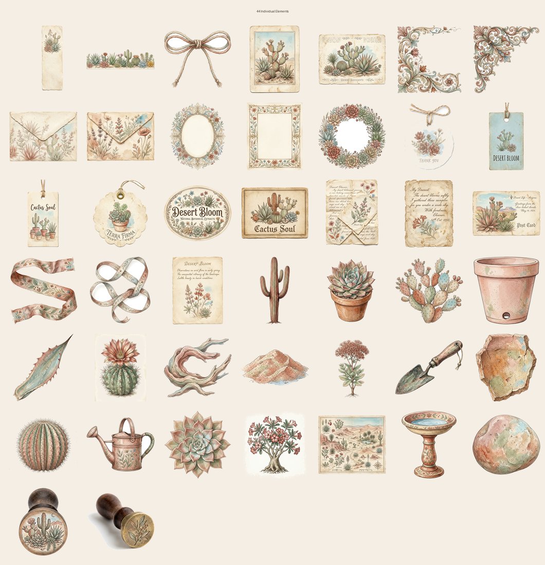 Desert Succulents Junk Journal Kit | Digital Download