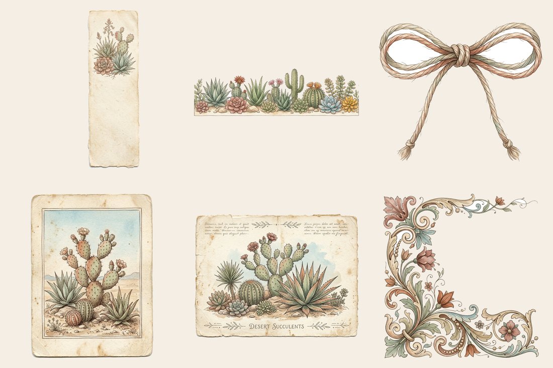 Desert Succulents Junk Journal Kit | Digital Download