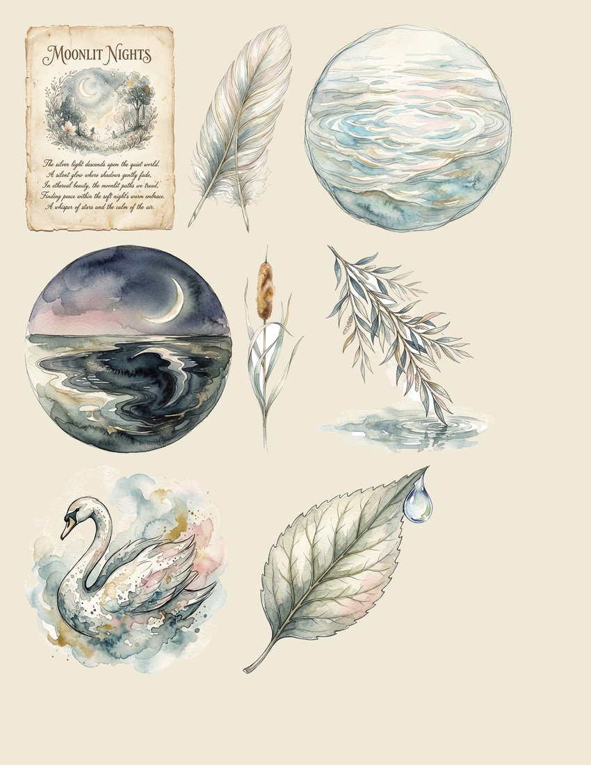Swan Lake Serenade Junk Journal Kit | Enchanted Feather Ephemera | Printable Sheets | Digital Download