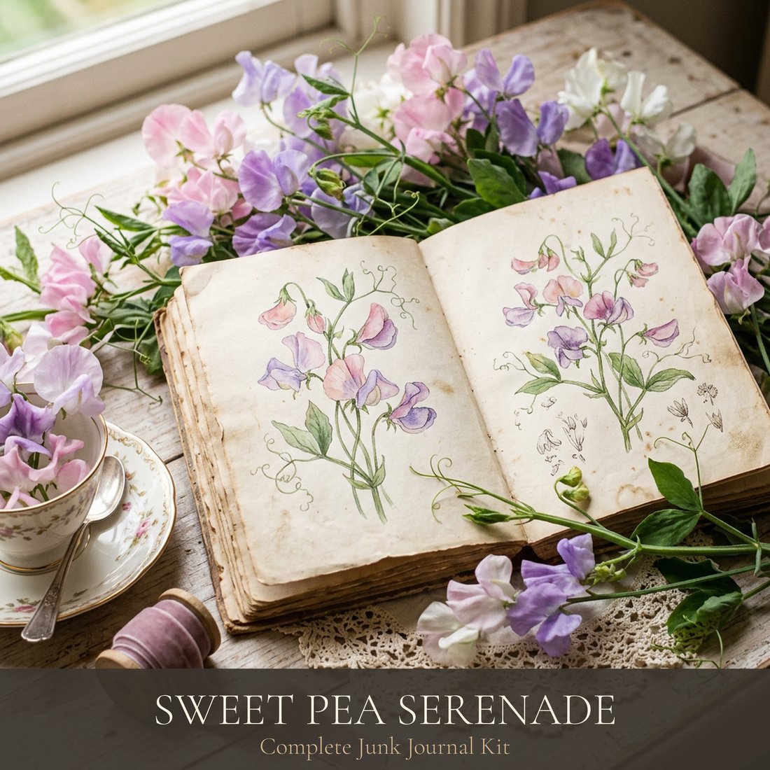 Sweet Pea Serenade Junk Journal Kit | Digital Download