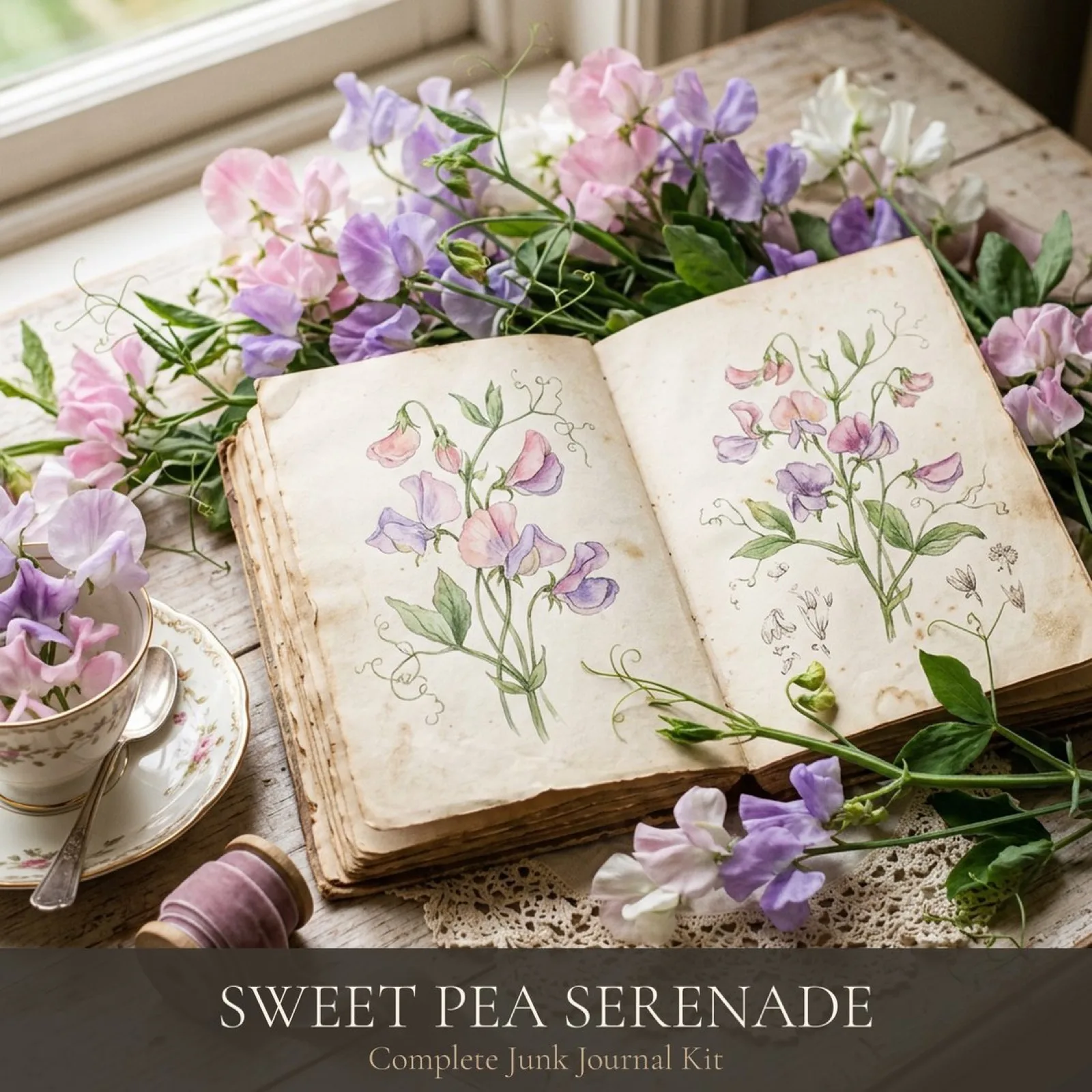 Sweet Pea Serenade Junk Journal Kit | Digital Download