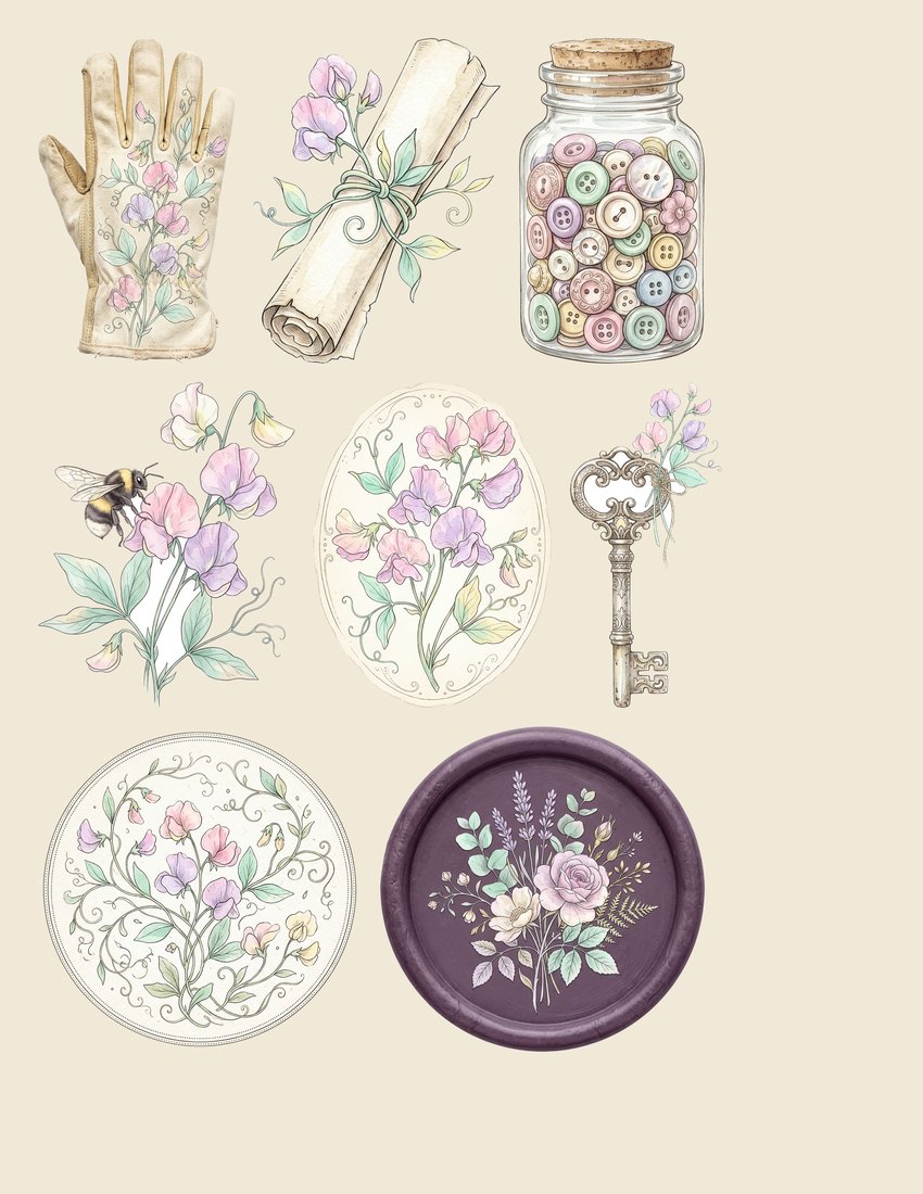 Sweet Pea Serenade Junk Journal Kit | Digital Download