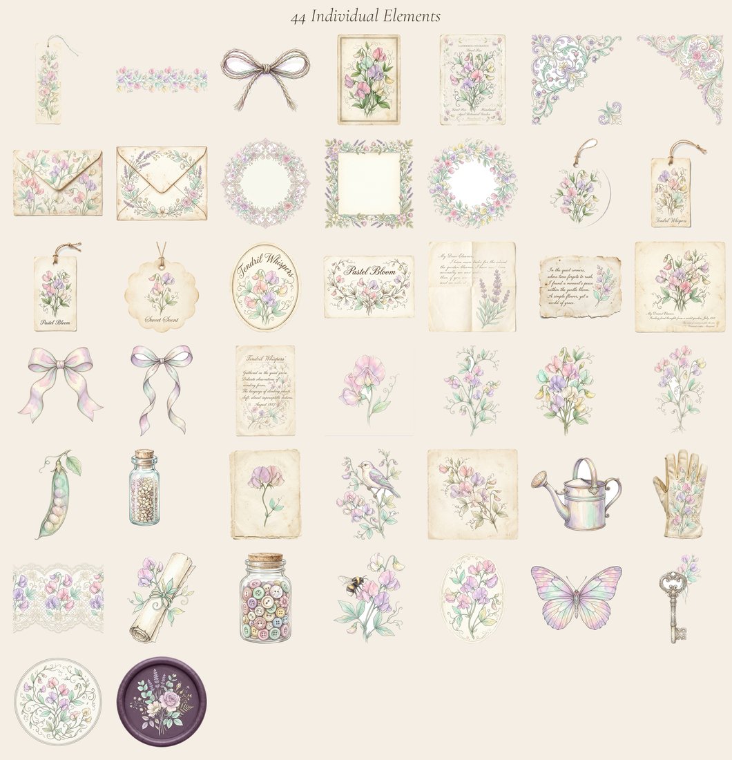 Sweet Pea Serenade Junk Journal Kit | Digital Download