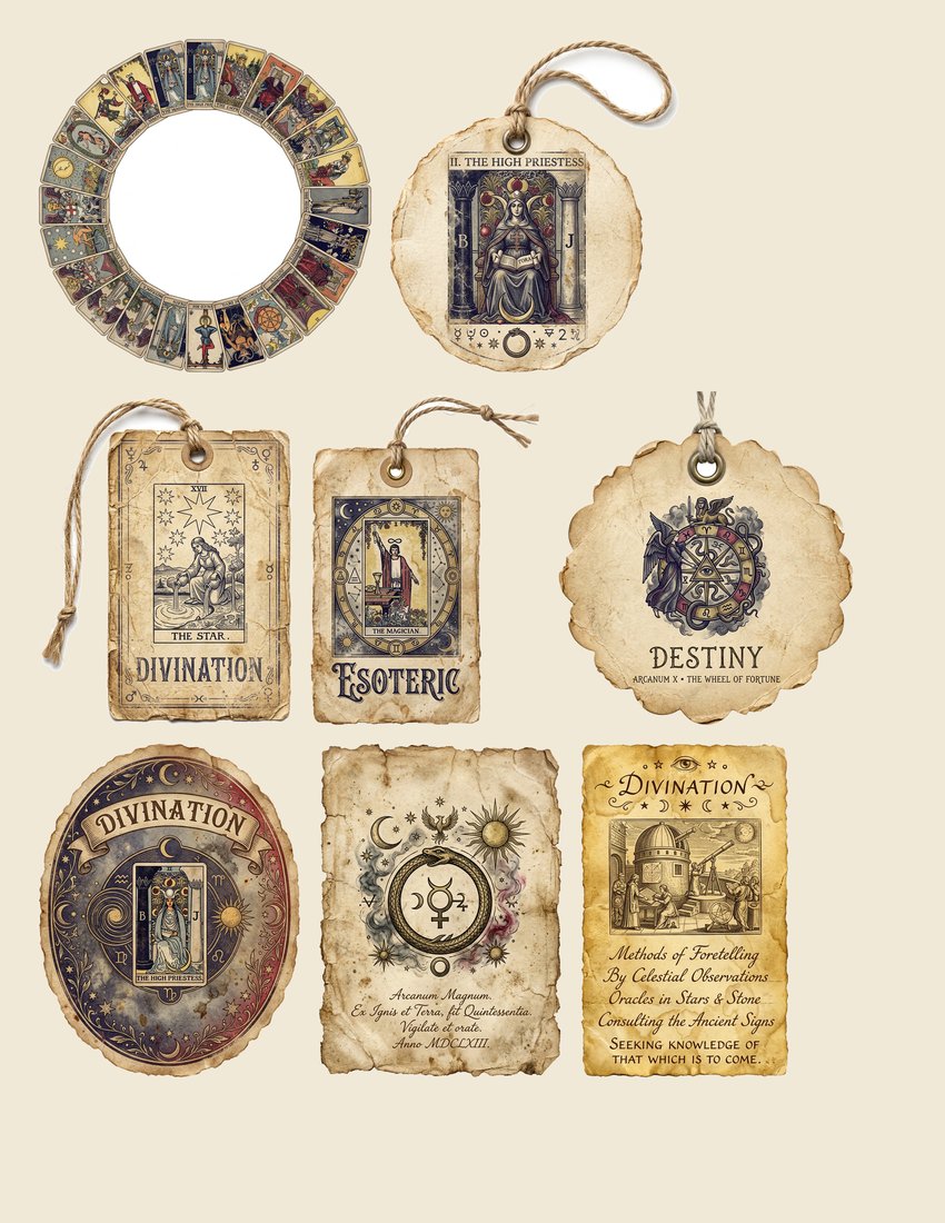 Tarot Arcana Junk Journal Kit | Mystical Divination Ephemera | Digital Download