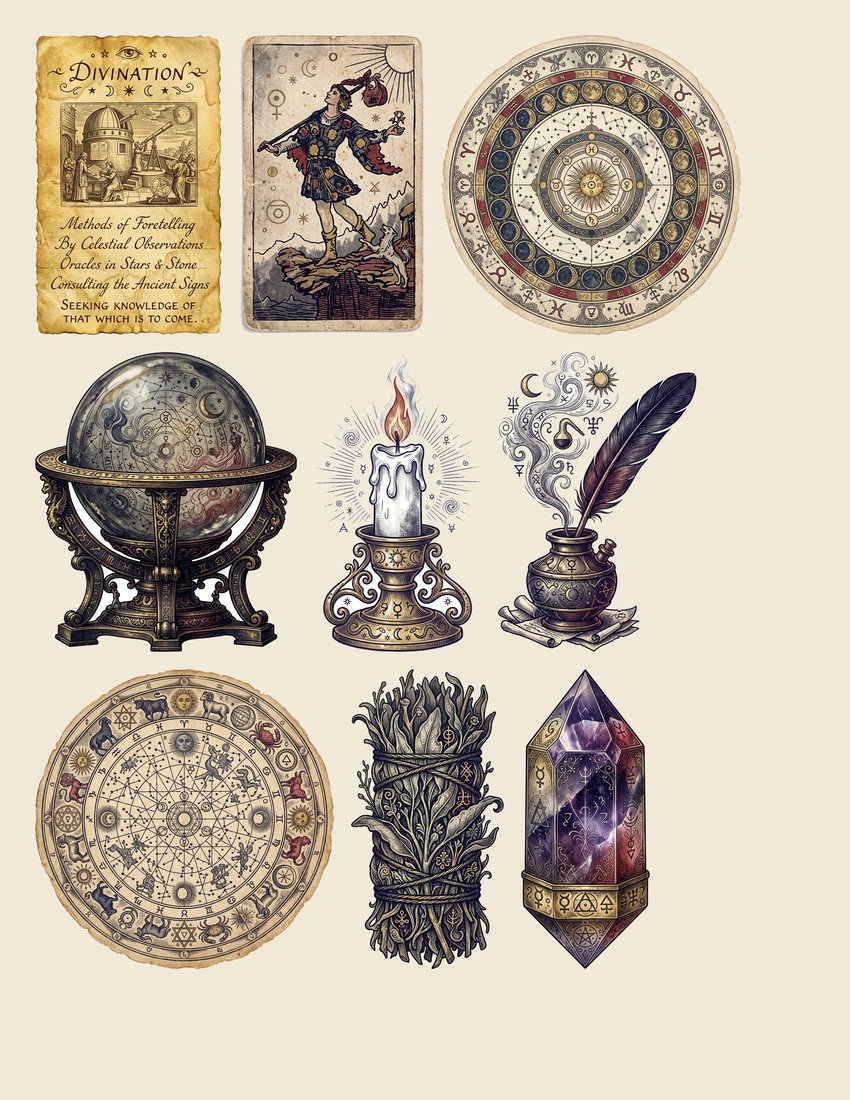 Tarot Arcana Junk Journal Kit | Mystical Divination Ephemera | Digital Download