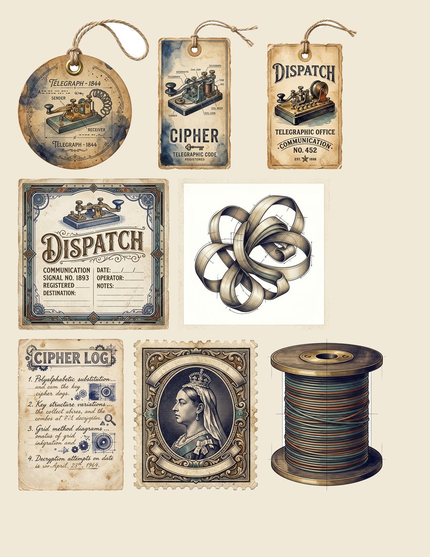Telegraph & Post Junk Journal Kit | Victorian Steampunk Ephemera + Printable Sheets | Digital Download