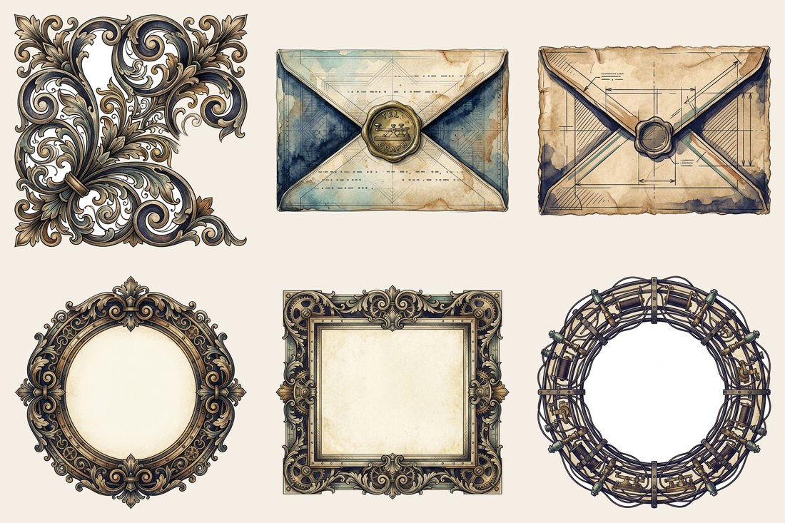 Telegraph & Post Junk Journal Kit | Victorian Steampunk Ephemera + Printable Sheets | Digital Download