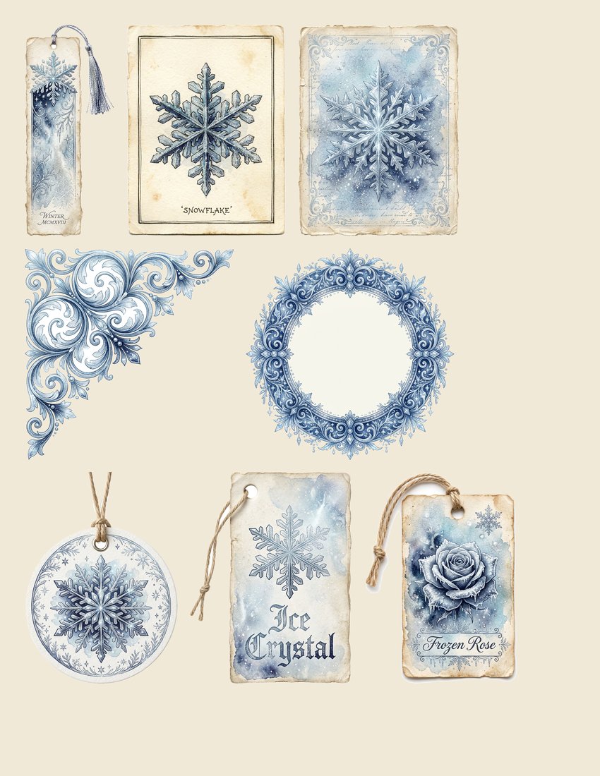 The Snow Queen's Winter Palace Junk Journal Kit | Enchanted Ice & Snow Ephemera | Digital Download