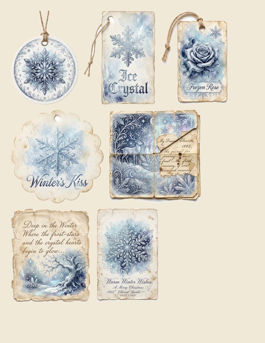 The Snow Queen's Winter Palace Junk Journal Kit | Enchanted Ice & Snow Ephemera | Digital Download