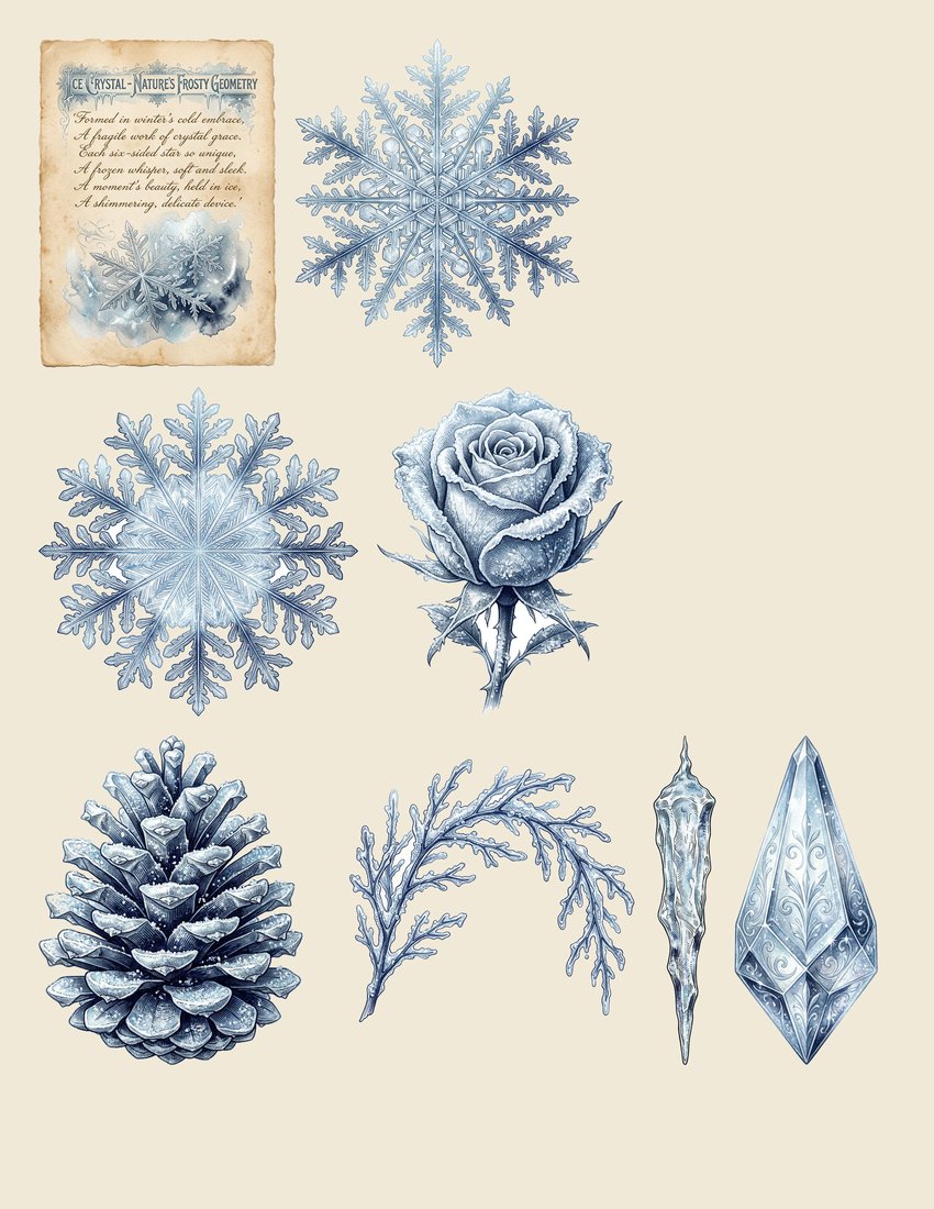 The Snow Queen's Winter Palace Junk Journal Kit | Enchanted Ice & Snow Ephemera | Digital Download