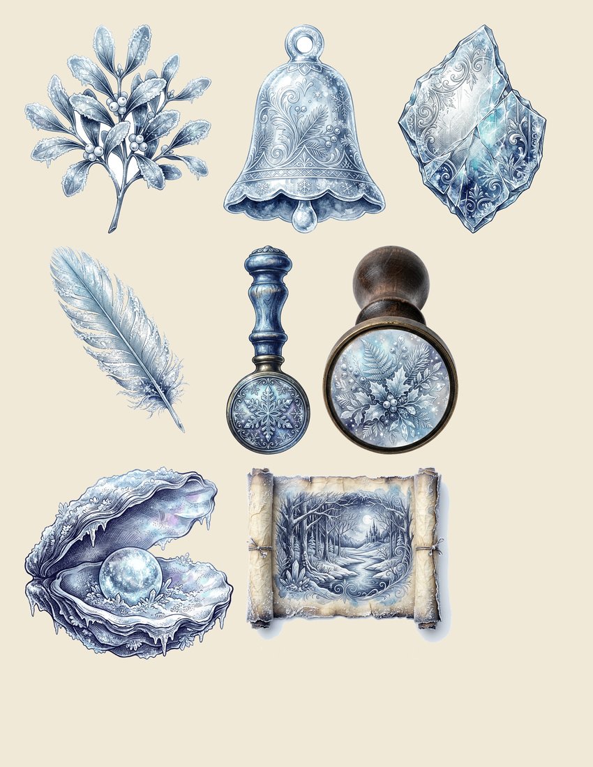 The Snow Queen's Winter Palace Junk Journal Kit | Enchanted Ice & Snow Ephemera | Digital Download