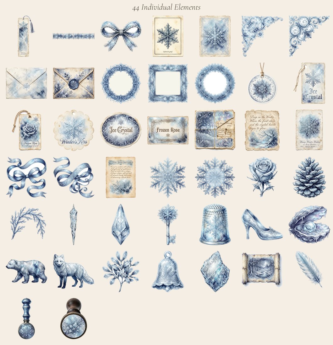 The Snow Queen's Winter Palace Junk Journal Kit | Enchanted Ice & Snow Ephemera | Digital Download