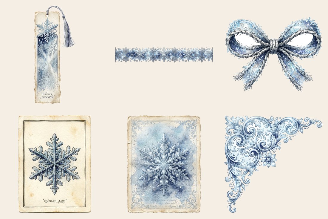 The Snow Queen's Winter Palace Junk Journal Kit | Enchanted Ice & Snow Ephemera | Digital Download