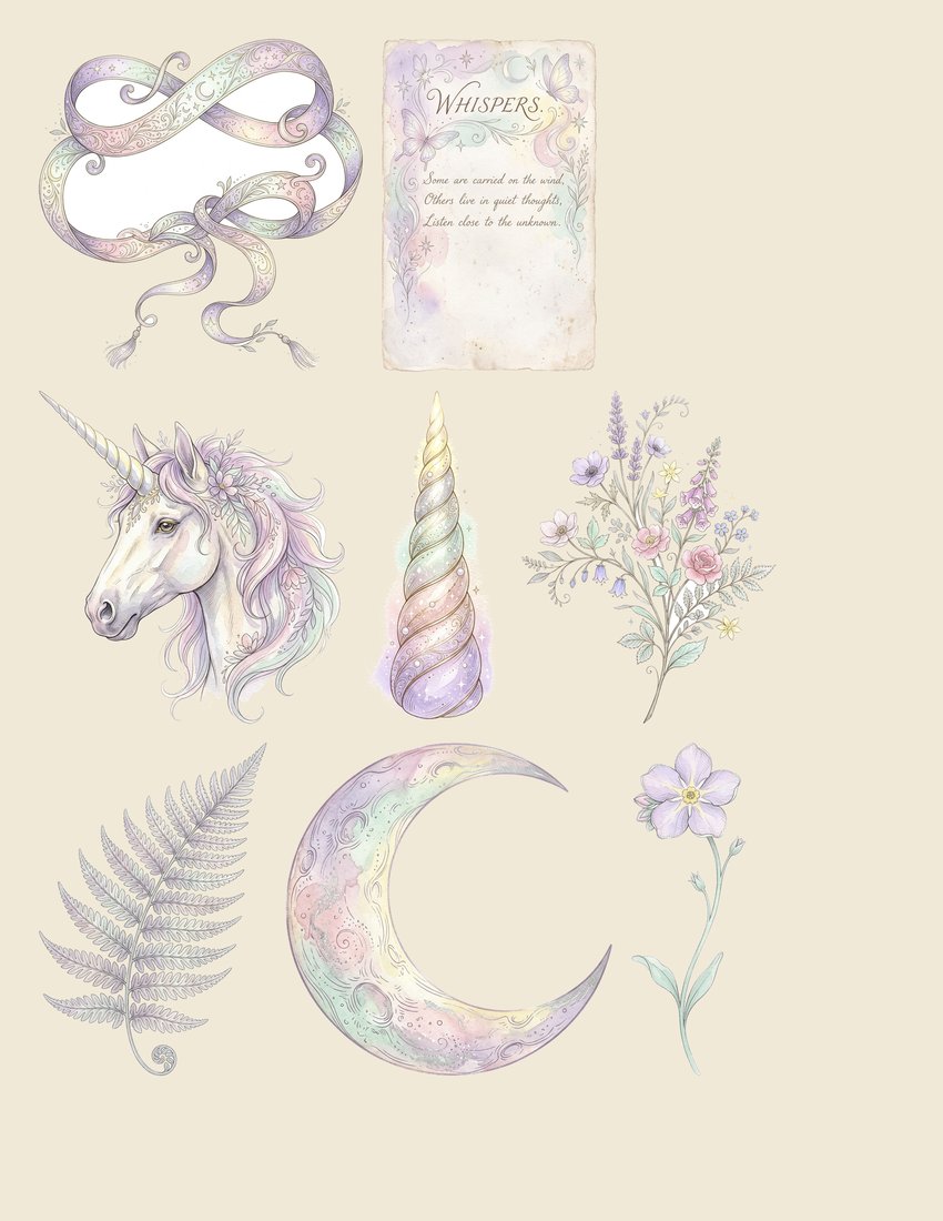Unicorn Myth Junk Journal Kit | Enchanted Forest Ephemera | Vintage Fantasy | Digital Download