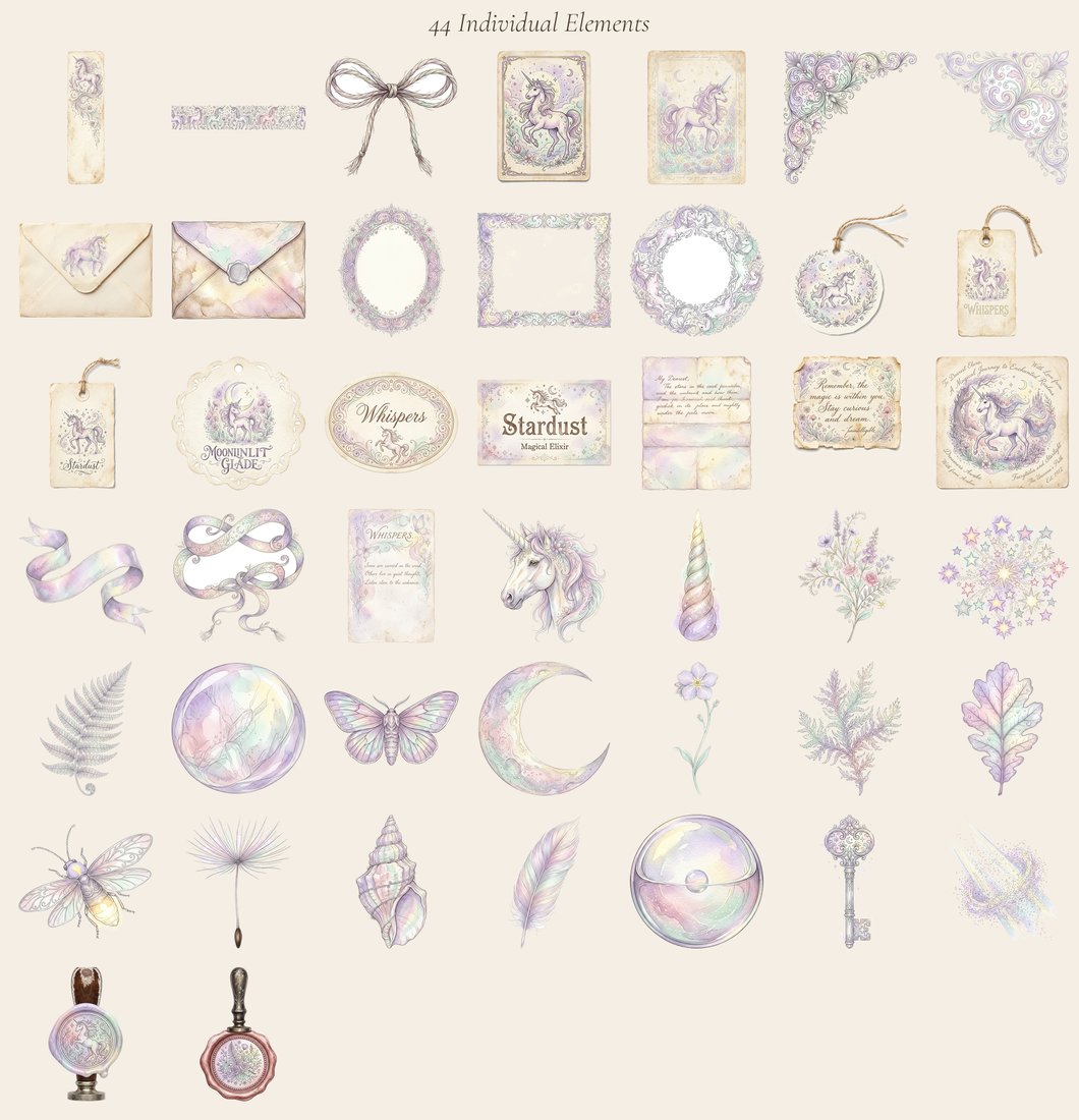 Unicorn Myth Junk Journal Kit | Enchanted Forest Ephemera | Vintage Fantasy | Digital Download