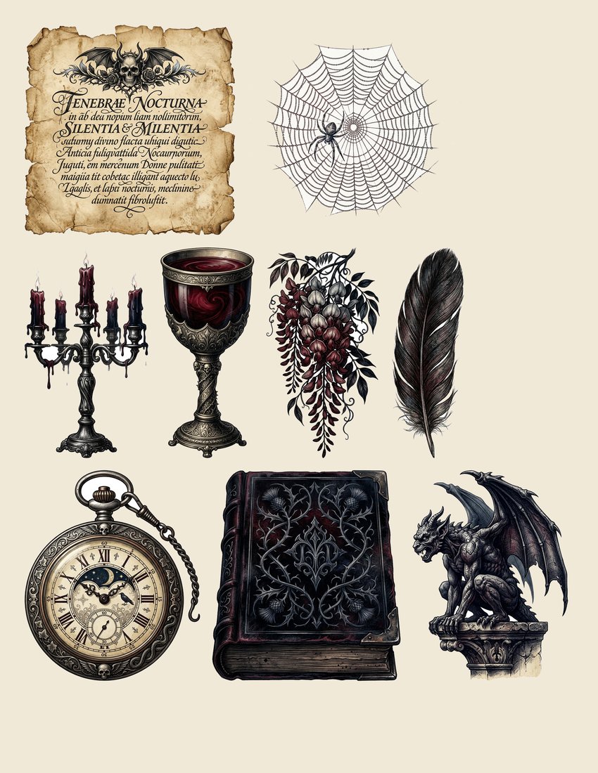 Vampire Nocturne Junk Journal Kit | Gothic Ephemera & Printable Sheets | Digital Download