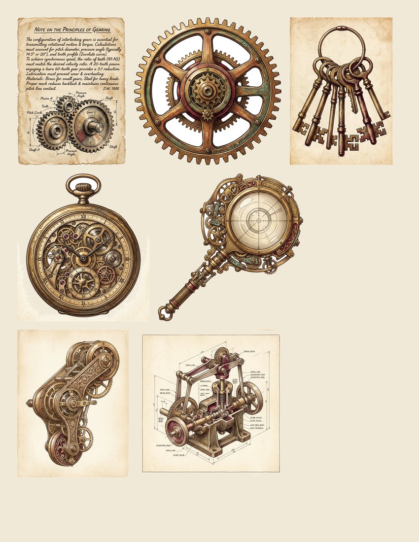 Victorian Machinist Junk Journal Kit | Steampunk Mechanical Ephemera | Printable Sheets | Digital Download