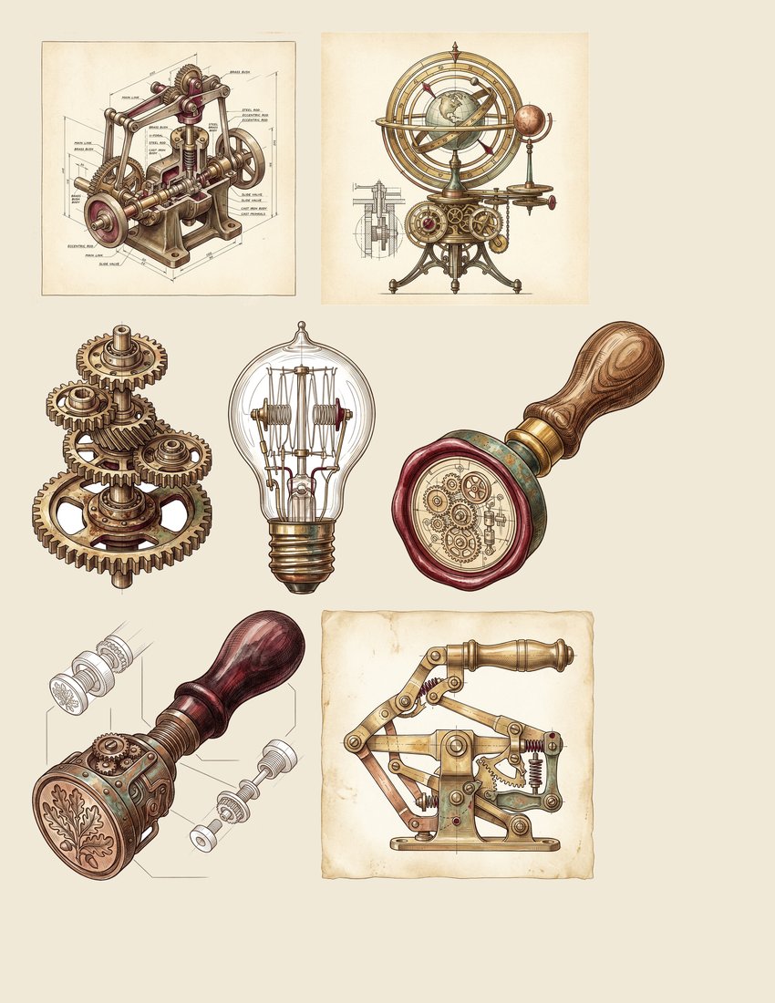 Victorian Machinist Junk Journal Kit | Steampunk Mechanical Ephemera | Printable Sheets | Digital Download