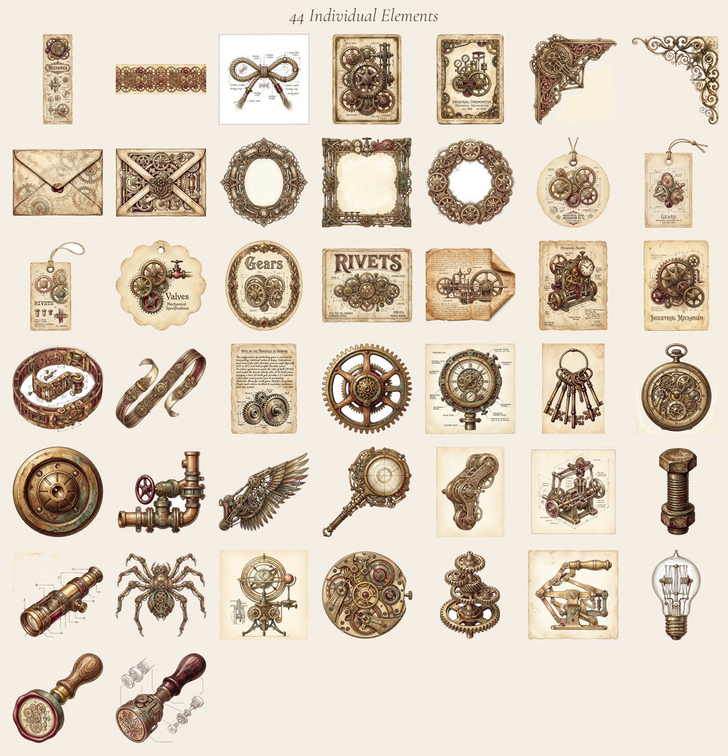 Victorian Machinist Junk Journal Kit | Steampunk Mechanical Ephemera | Printable Sheets | Digital Download