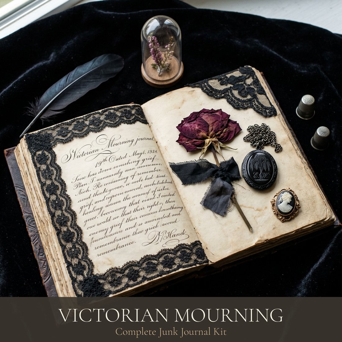 Victorian Mourning Junk Journal Kit | Gothic Ephemera Memento Mori | Digital Download