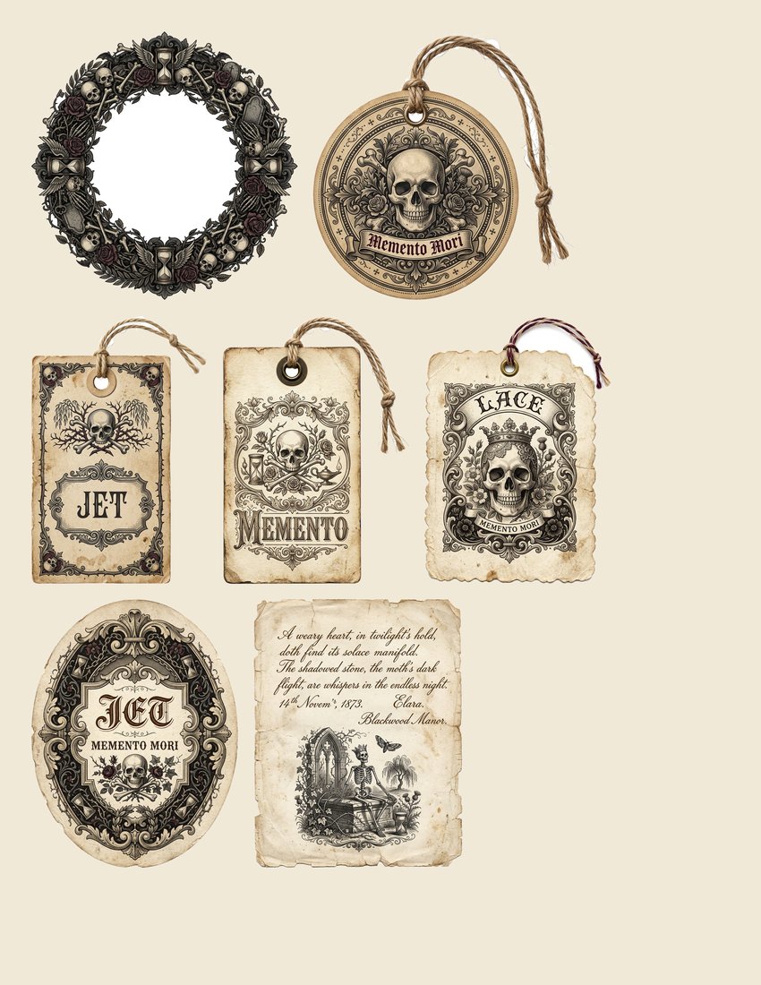 Victorian Mourning Junk Journal Kit | Gothic Ephemera Memento Mori | Digital Download