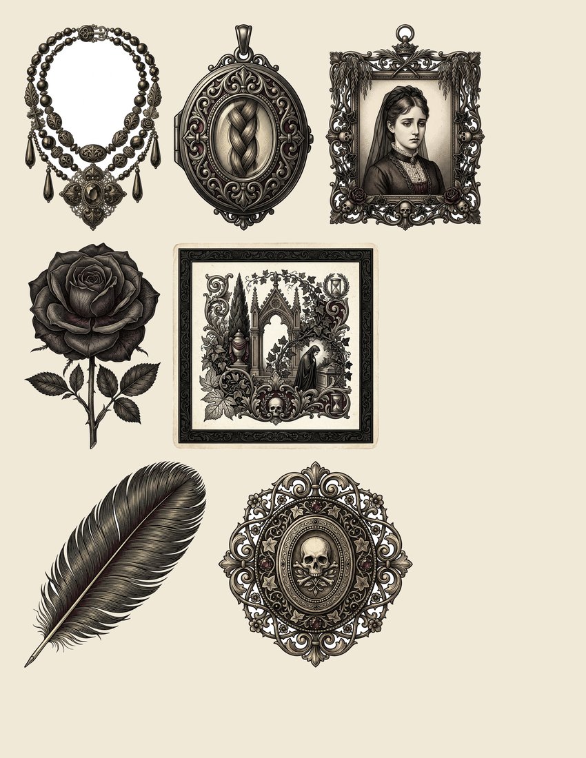Victorian Mourning Junk Journal Kit | Gothic Ephemera Memento Mori | Digital Download