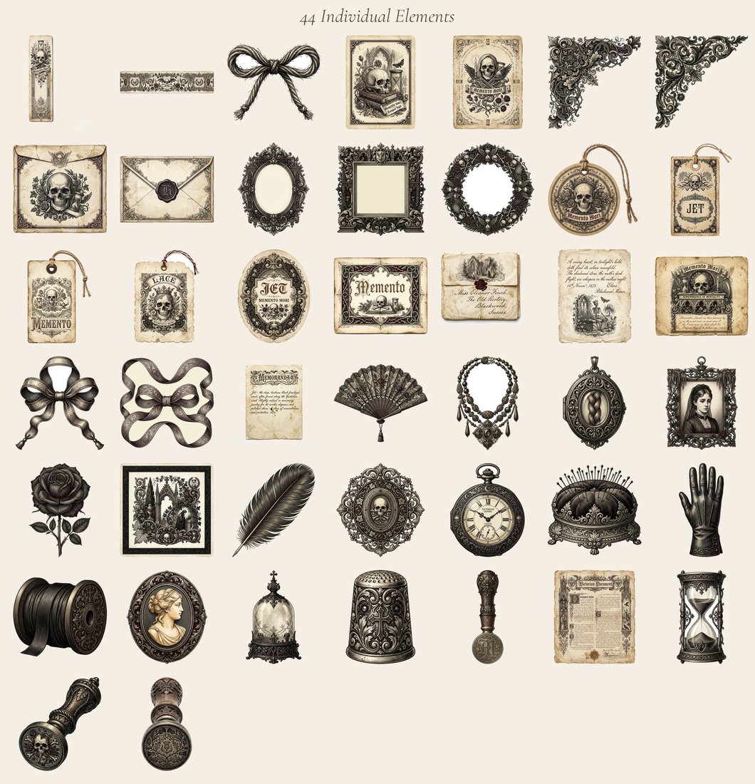 Victorian Mourning Junk Journal Kit | Gothic Ephemera Memento Mori | Digital Download