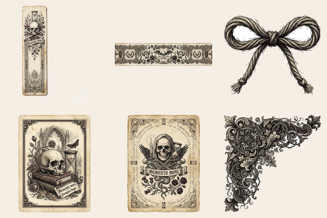 Victorian Mourning Junk Journal Kit | Gothic Ephemera Memento Mori | Digital Download