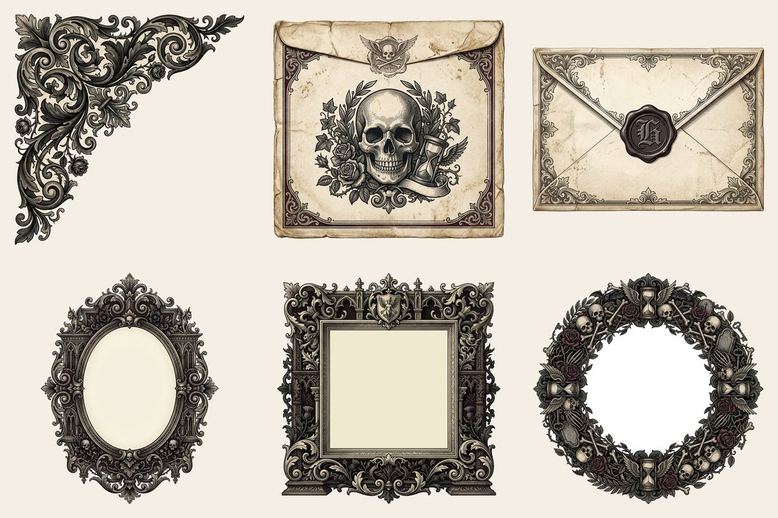 Victorian Mourning Junk Journal Kit | Gothic Ephemera Memento Mori | Digital Download