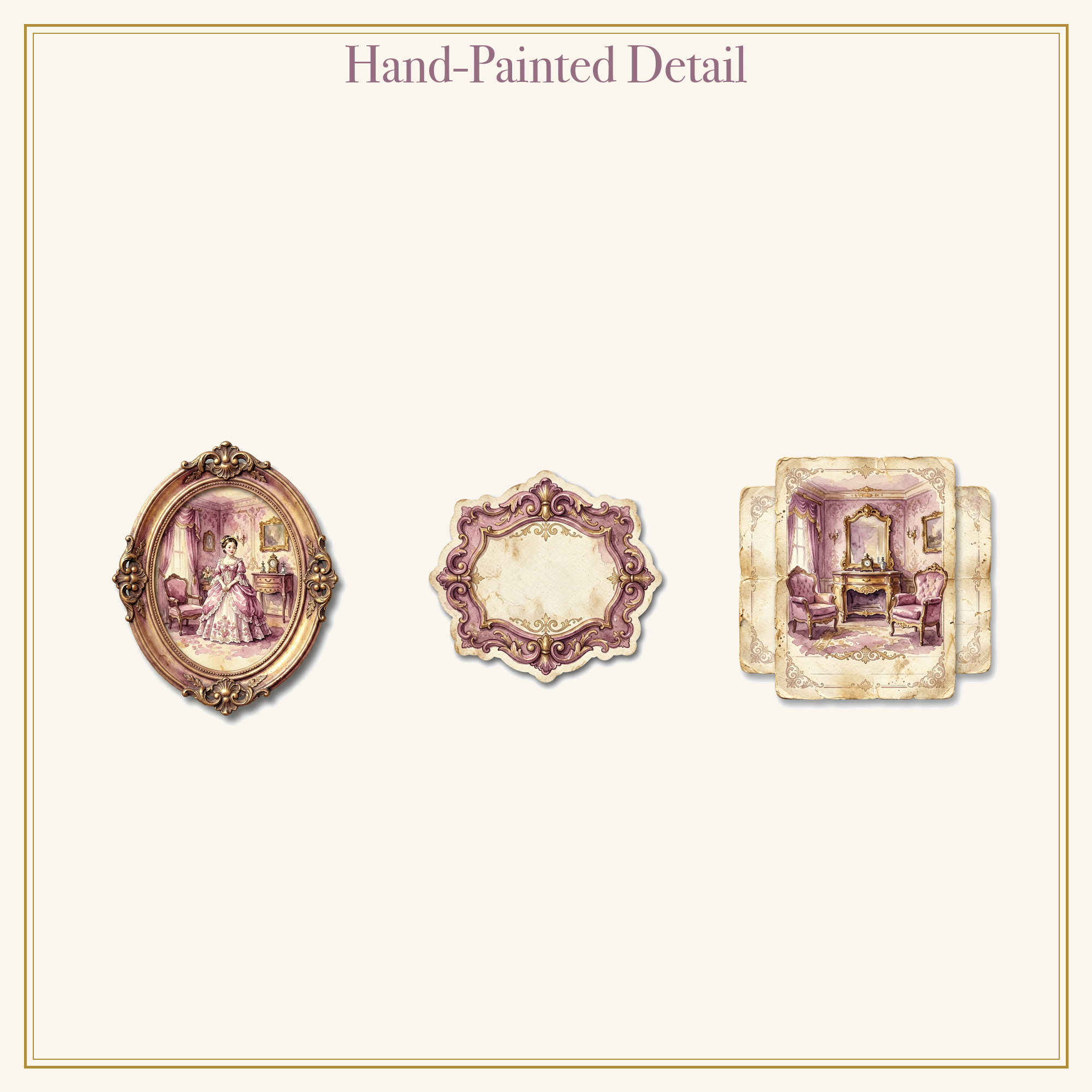 Victorian Parlour Junk Journal Kit | Antique Lace & Cameo Ephemera | Printable Cut-Outs | Digital Download